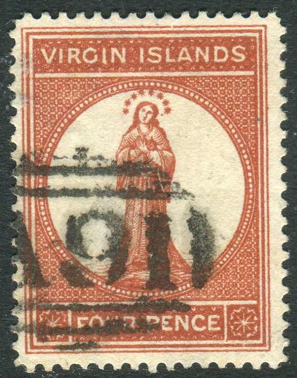 BRITISH VIRGIN ISLANDS-1887-9 4d Chestnut Sg 35