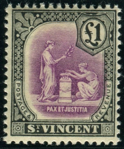 ST VINCENT-1913-17 £1 Mauve & Black