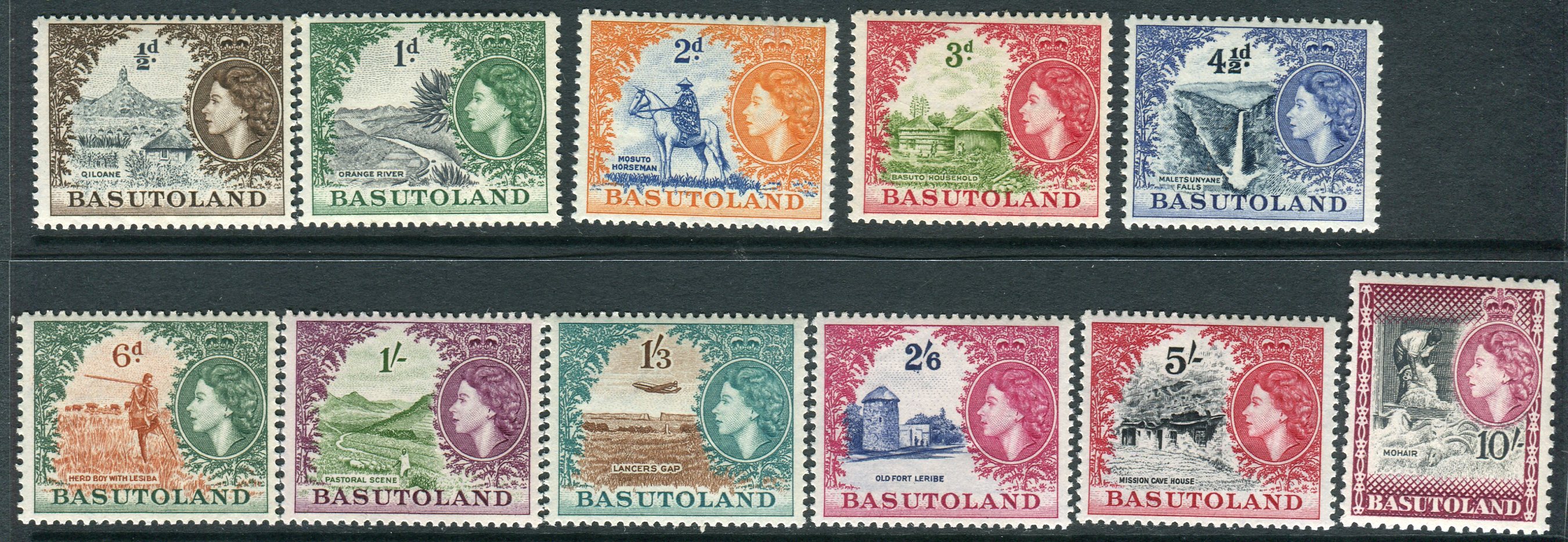 BASUTOLAND-1954-58 An unmounted mint set Sg 43-53