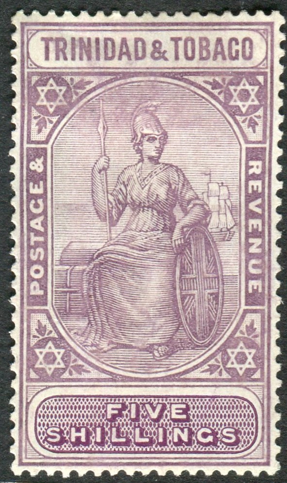 TRINIDAD-1921-6 5/- Dull Purple & Mauve