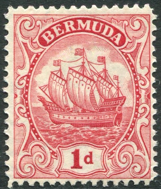 BERMUDA-1934 1d Carmine-Lake Sg 79a MOUNTED MINT V33137