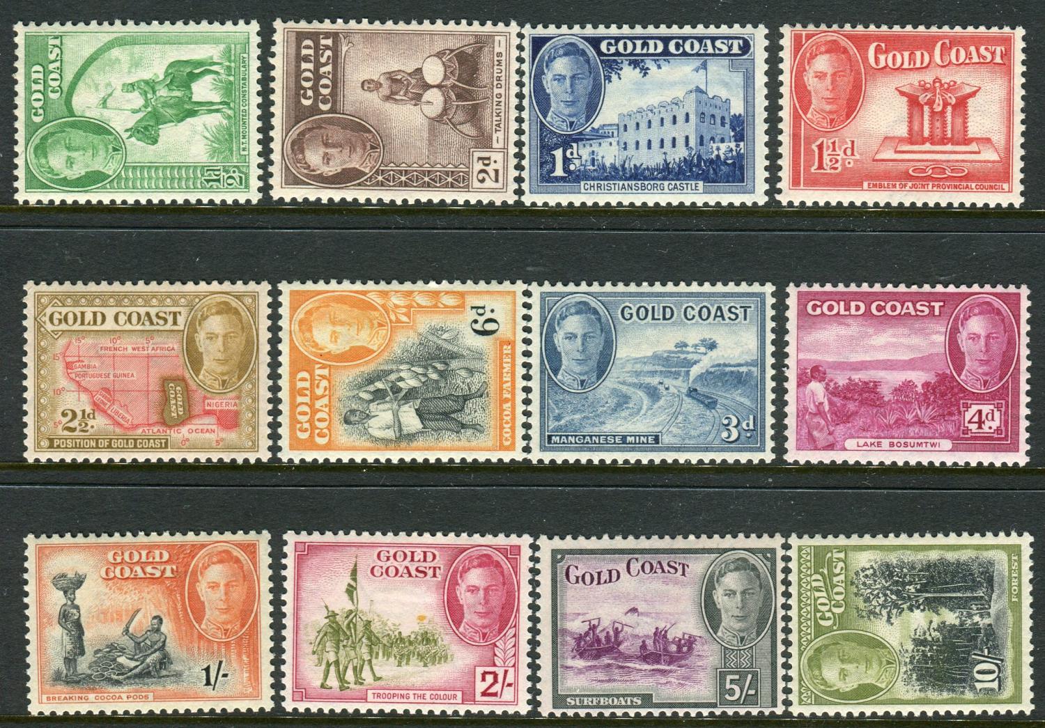GOLD COAST-1948 A mounted mint set to 10/- Sg 135-146 | Imperium Stamps Ltd