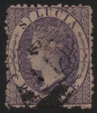 ST LUCIA-1864-76 6d Violet Sg 13 GOOD USED V40004 | Imperium Stamps Ltd