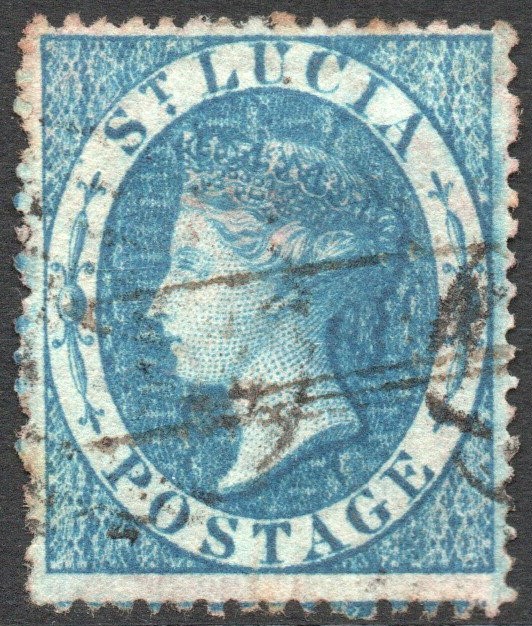ST LUCIA-1860 4d Blue Sg 2 GOOD USED V46627 | Imperium Stamps Ltd
