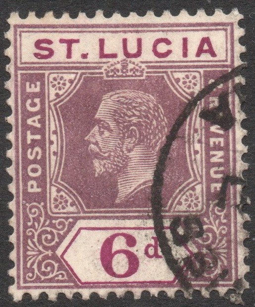 ST LUCIA-1912-21 6d Dull & Bright Purple Sg 84 FINE USED V46660 ...