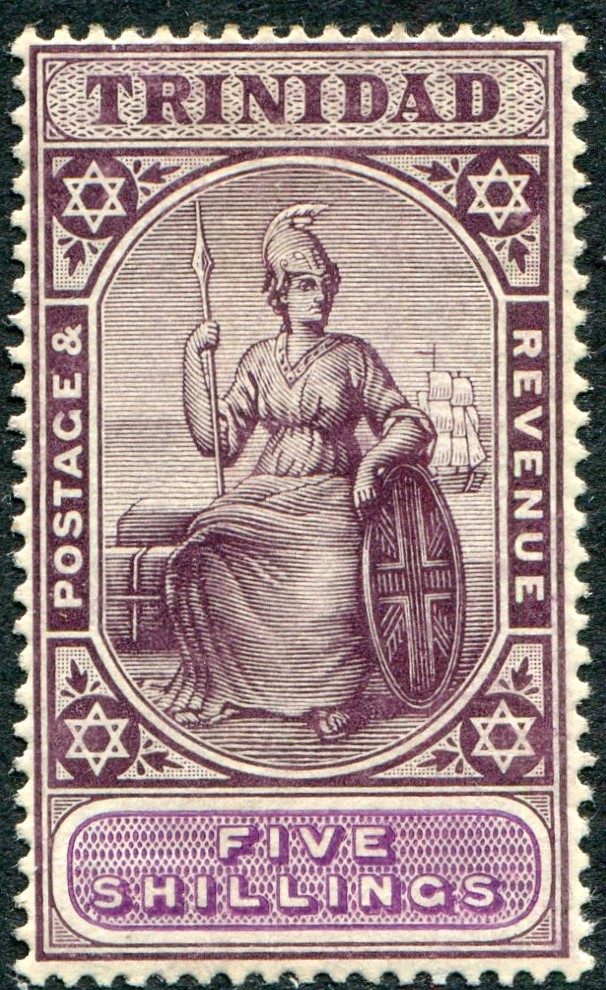 TRINIDAD-1906 5/- Deep Purple & Mauve