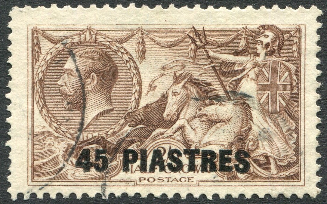 BRITISH LEVANT-1921 45pi on 2/6 Chocolate-Brown