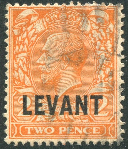 BRITISH LEVANT-1921 2d Reddish Orange Sg L18 AVERAGE USED V51940