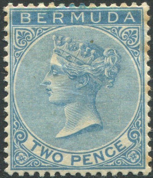 BERMUDA-1886 2d Blue Sg 25 AVERAGE MOUNTED MINT some tone spots on reverse