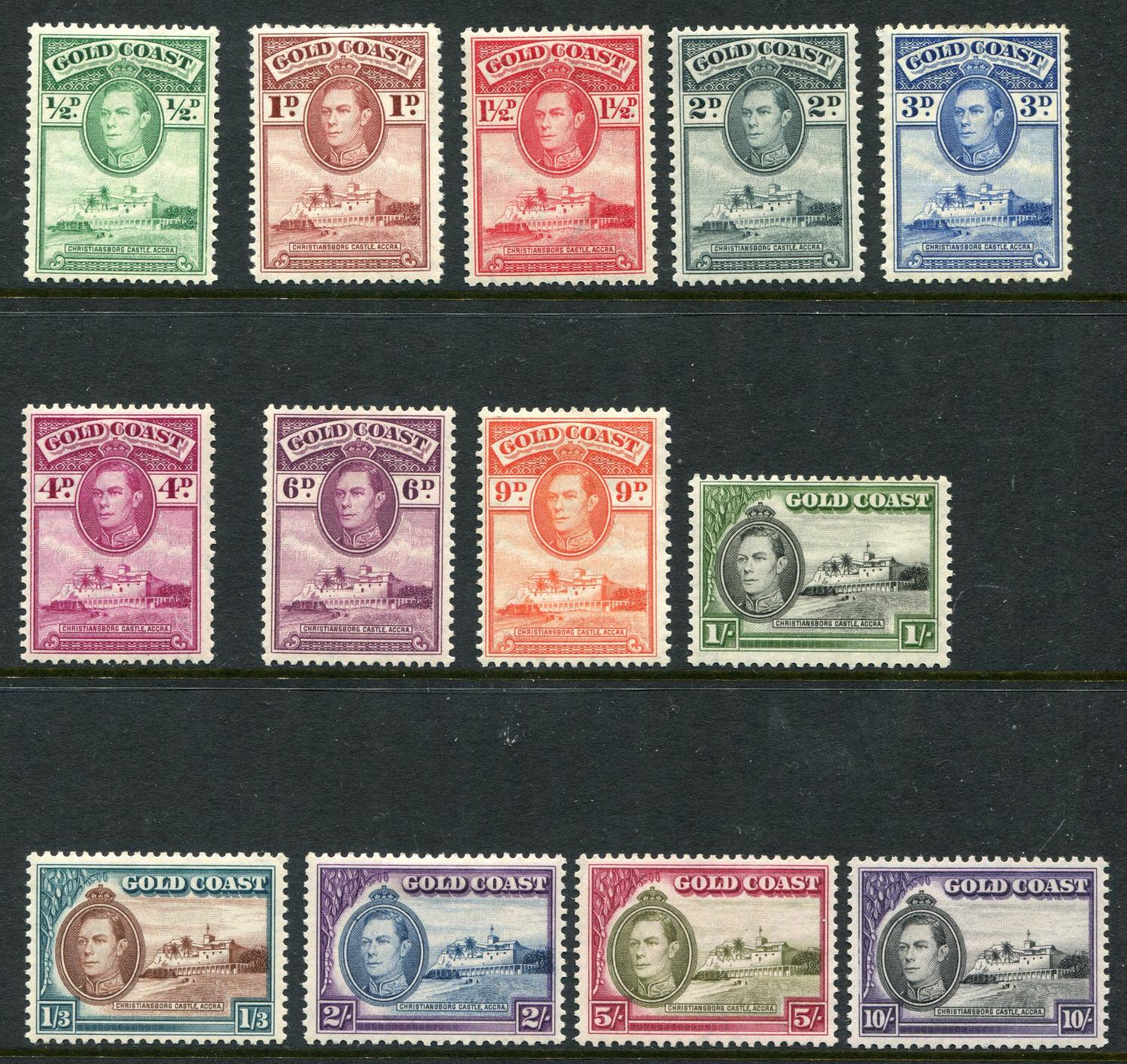 GOLD COAST -1938-43 Set to 10/- Sg 120a-132 LIGHTLY MOUNTED MINT ...
