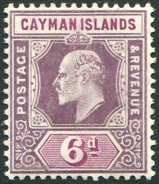 CAYMAN ISLANDS-1907-09 6d Dull Purple & Violet-Purple Sg 30 LIGHTLY MOUNTED MINT