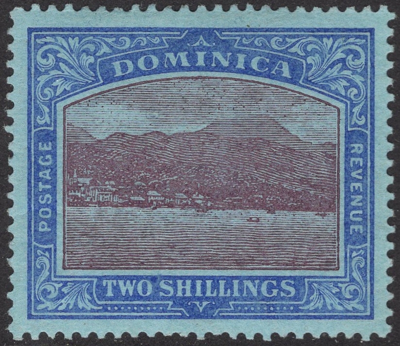 DOMINICA-1919 2/- Purple & Blue/Blue Sg 53b LIGHTLY MOUNTED MINT