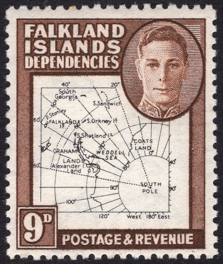 FALKLAND ISLANDS DEPENDENCIES-1948 9d Black & Brown Sg G15 UNMOUNTED MINT