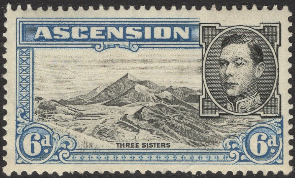 ASCENSION-1938-53 6d Black & Blue Perf 13½ Sg 43 MOUNTED MINT