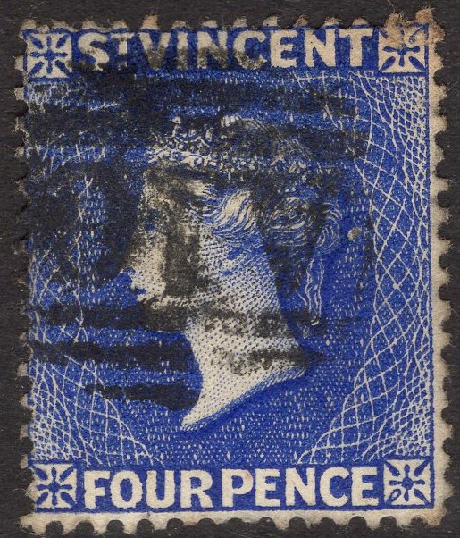 ST VINCENT-1883-84 4d Ultramarine-Blue Sg 43 AVERAGE USED