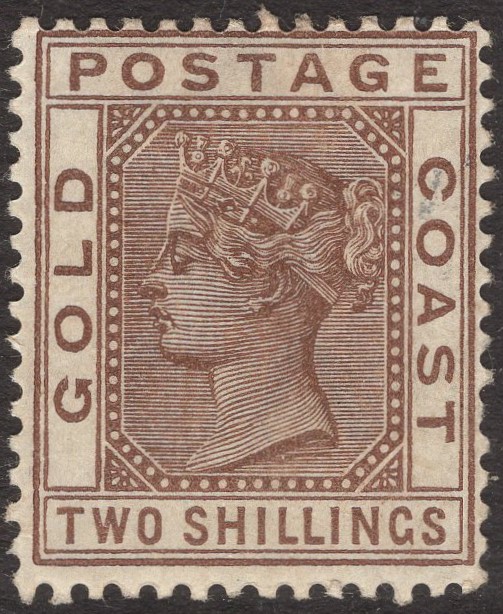 GOLD COAST-1884-91 2/- Deep Brown Sg 19a MOUNTED MINT | Imperium Stamps Ltd