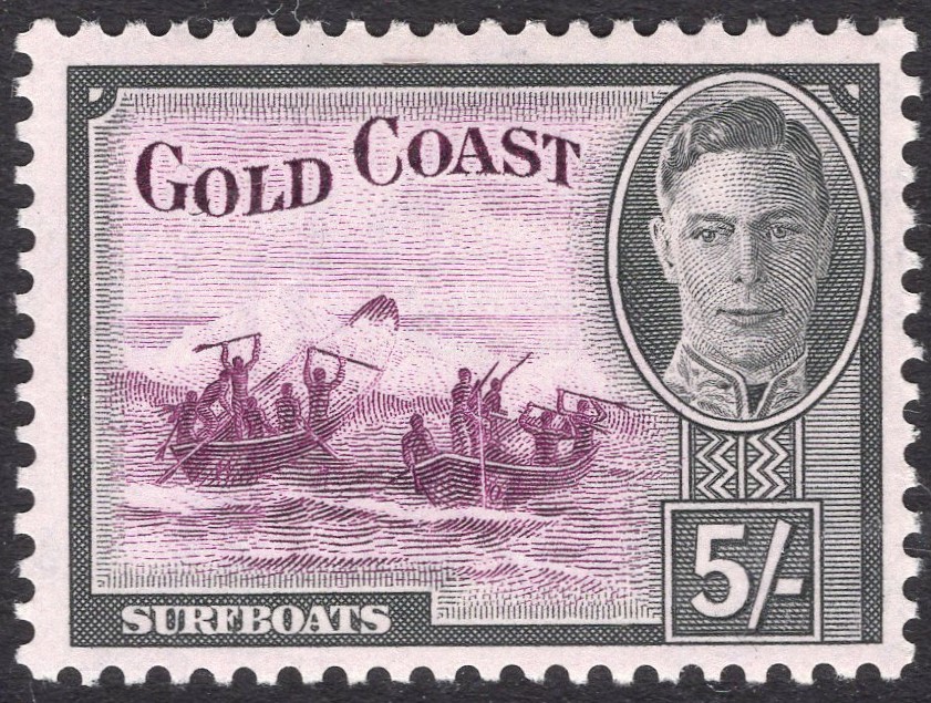 GOLD COAST-1948 5/- Purple & Black Sg 145 LIGHTLY MOUNTED MINT