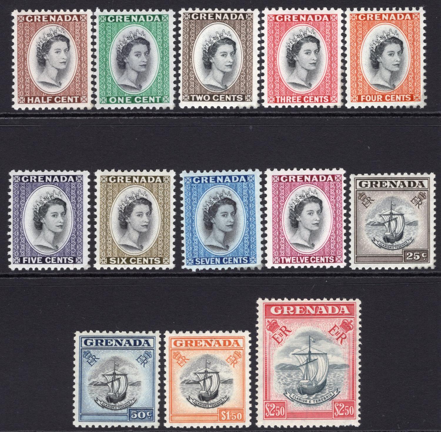 GRENADA-1953-59 Set to $2.50 Sg 192-204 LIGHTLY MOUNTED MINT
