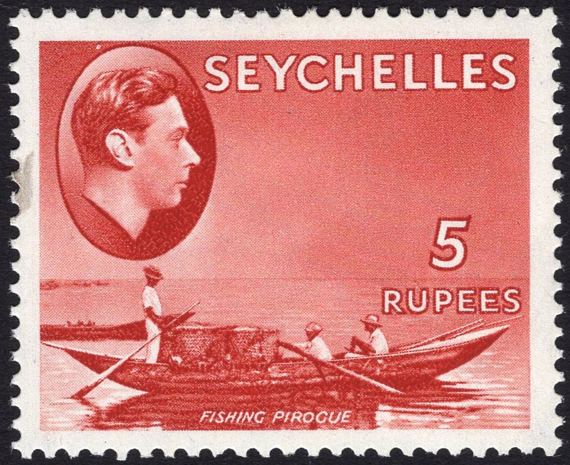 SEYCHELLES-1942 5r Red (ordinary paper) Sg 149a MOUNTED MINT