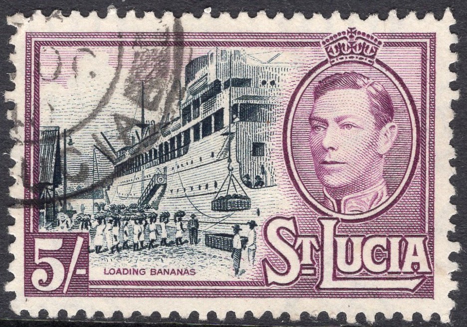 ST LUCIA-1938-48 5/- Black & Mauve Sg 137 FINE USED | Imperium Stamps Ltd