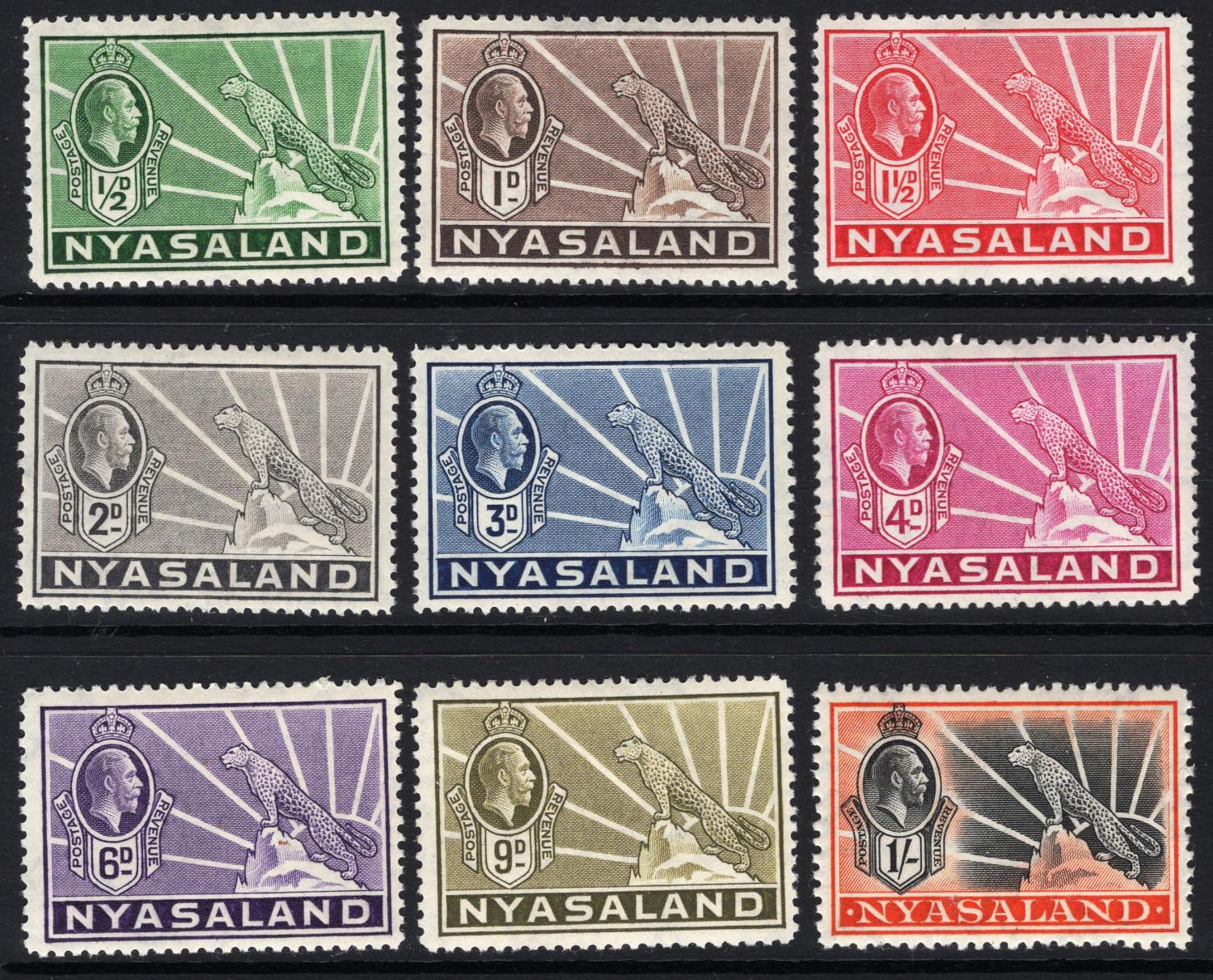 NYASALAND-1934-35 Set to 1/- Sg 114-122 MOUNTED MINT
