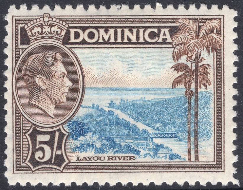 DOMINICA-1938-47 5/- Light Blue & Sepia Sg 108 MOUNTED MINT