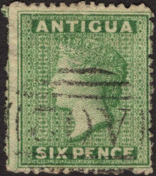 ANTIGUA-1863-67 6d Green Sg 8 FINE USED | Imperium Stamps Ltd