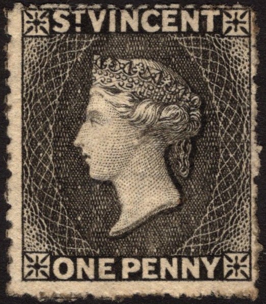 ST VINCENT-1871 1d Black Sg 15 LIGHTLY MOUNTED MINT