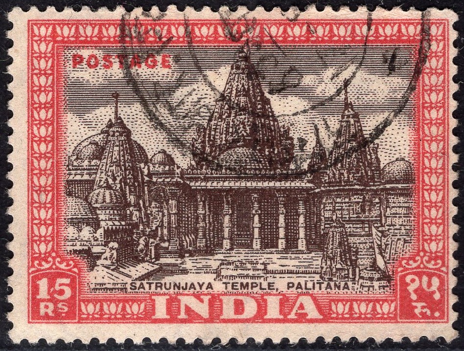 INDIA-1949-52 15r Brown & Claret Sg 324 FINE USED