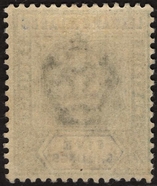 LEEWARD ISLANDS-1902 5/- Green & Blue Sg 28 LIGHTLY MOUNTED MINT - Image 2