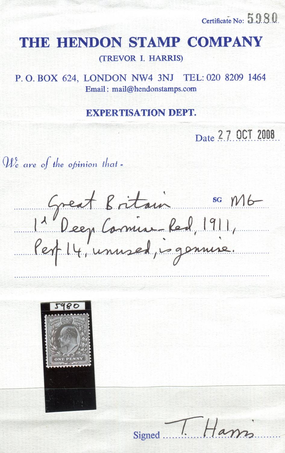 GB-Sg 274 Spec M6 Var UNLISTED 1d Deep Carmine-Red - Image 3