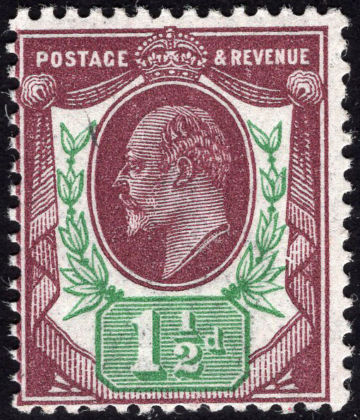 GB-Sg 287 1½d Reddish Purple & Bright Green SUPERB UNMOUNTED MINT