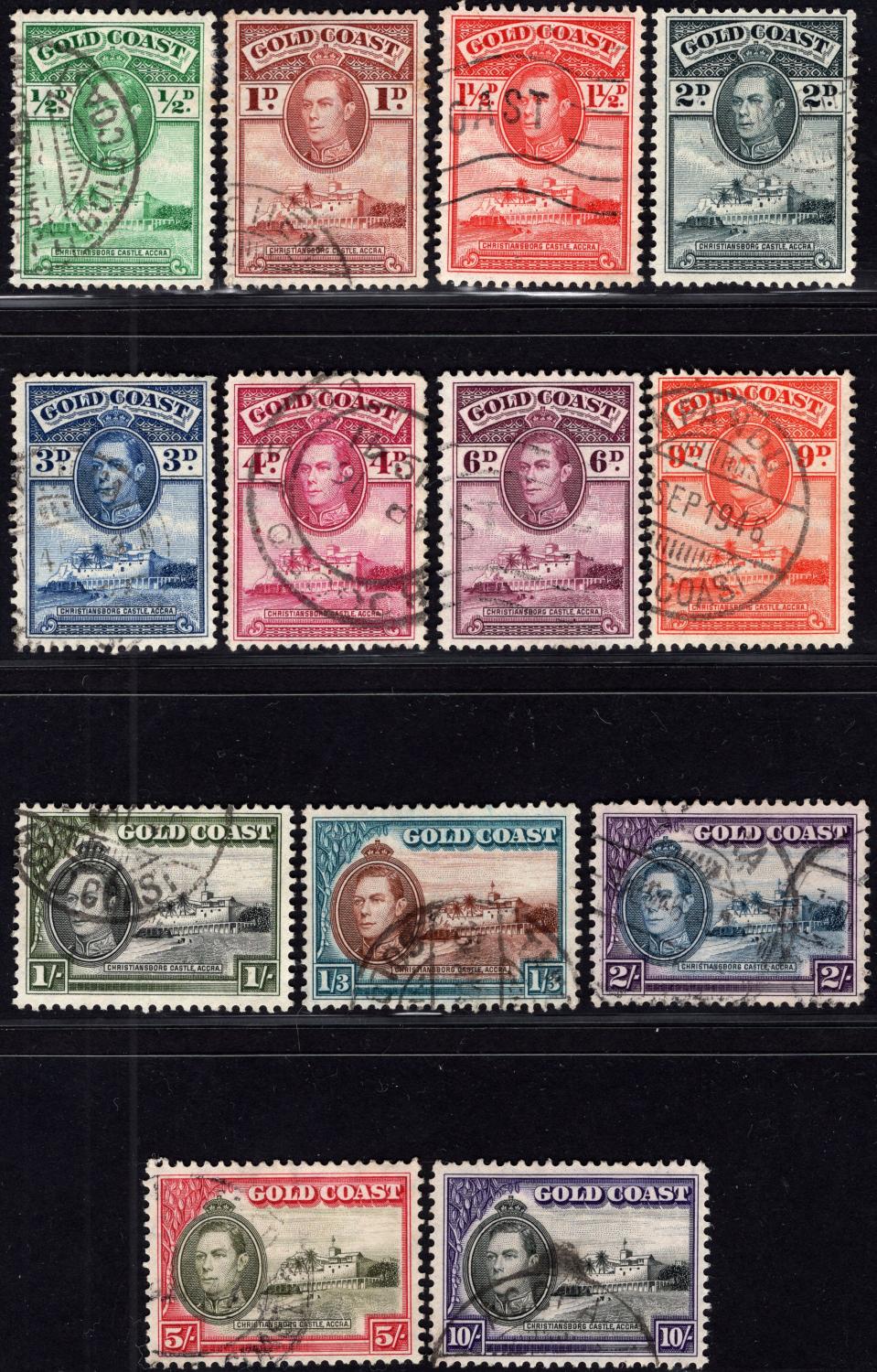 GOLD COAST-1938-43 Set to 10/- Sg 120-132 FINE USED | Imperium Stamps Ltd