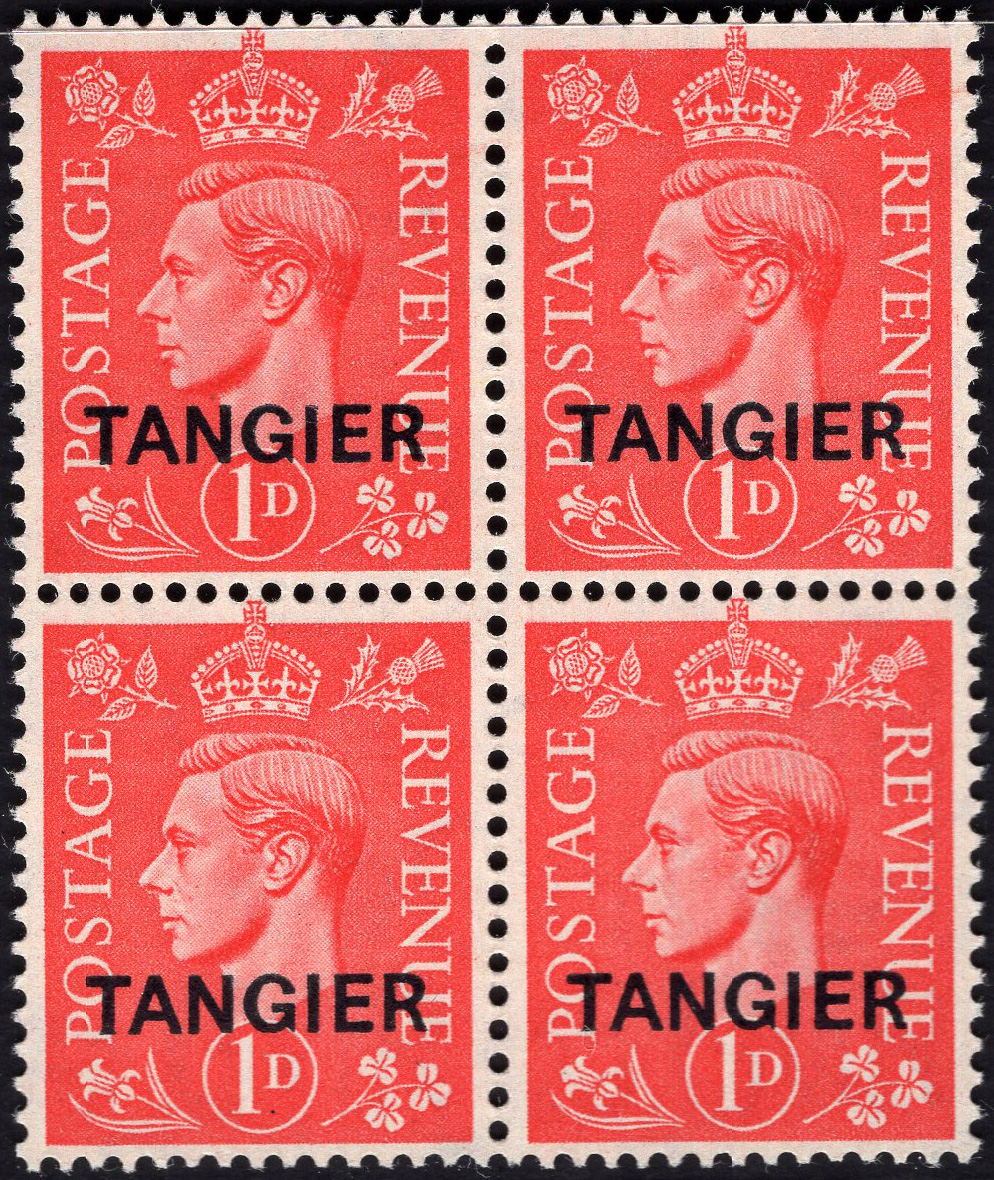 MOROCCO AGENCIES (Tangier)-1944 1d Pale Scarlet Block of 4 Sg 252 UNMOUNTED MINT