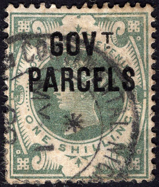 GB-Sg O68 1/- Green OVPT GOVT PARCELS FINE USED