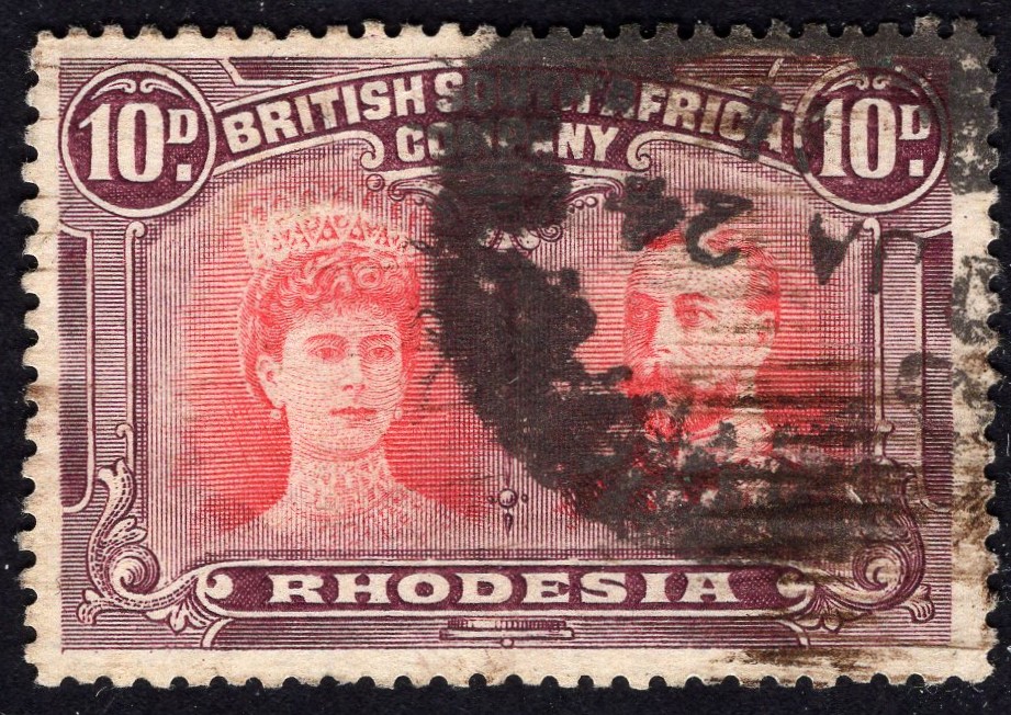 RHODESIA-1910-13 10d Scarlet & Reddish Mauve Sg 149 GOOD USED ...