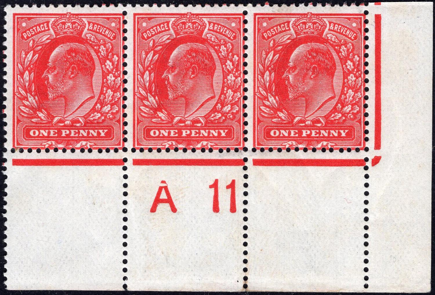GB-Sg 272 1d Rose Red A11 Control Set of 3 Perf V1A UNMOUNTED MINT