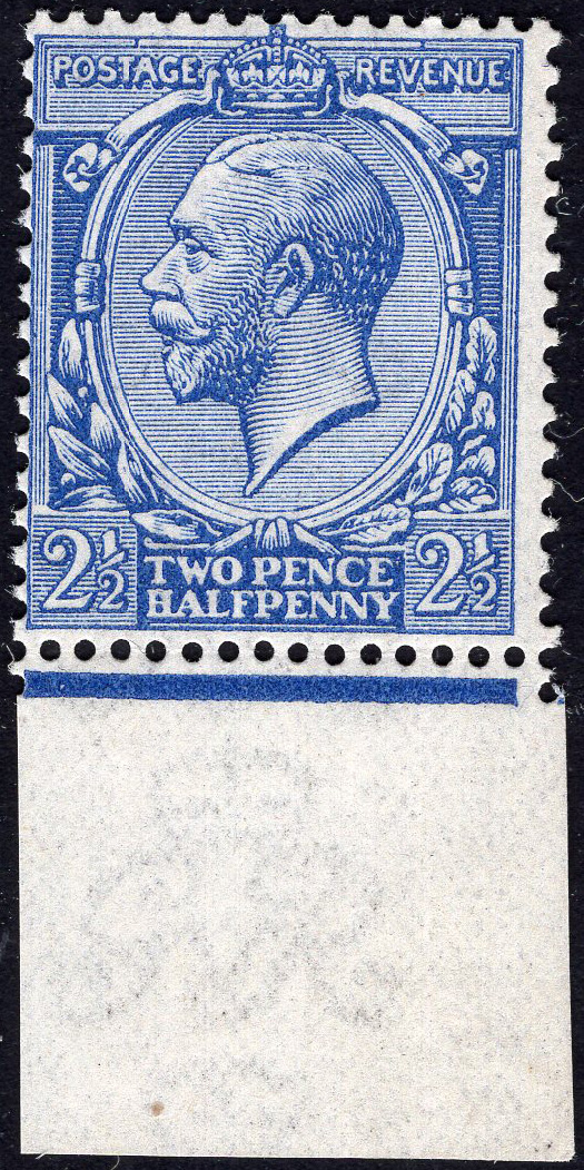 GB-Sg 371 Spec N21(3) 2½d French Blue bottom marginal UNMOUNTED MINT