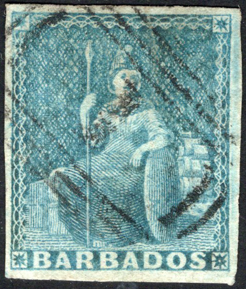 BARBADOS-1852-55 (1d) Blue