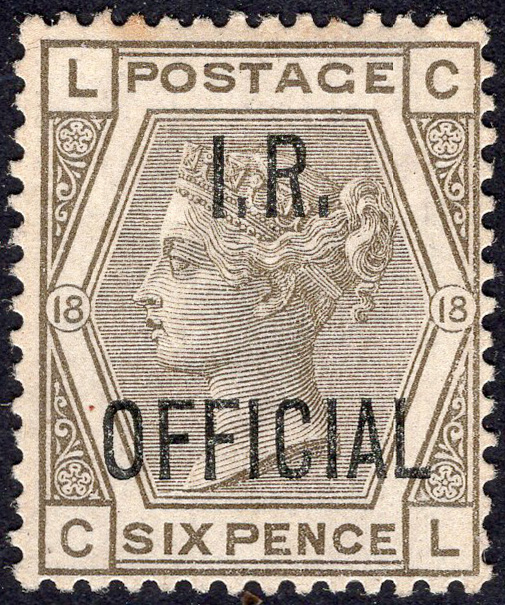 GB-Sg O4 6d Grey OVPT I.R. OFFICIAL MOUNTED MINT slight toning