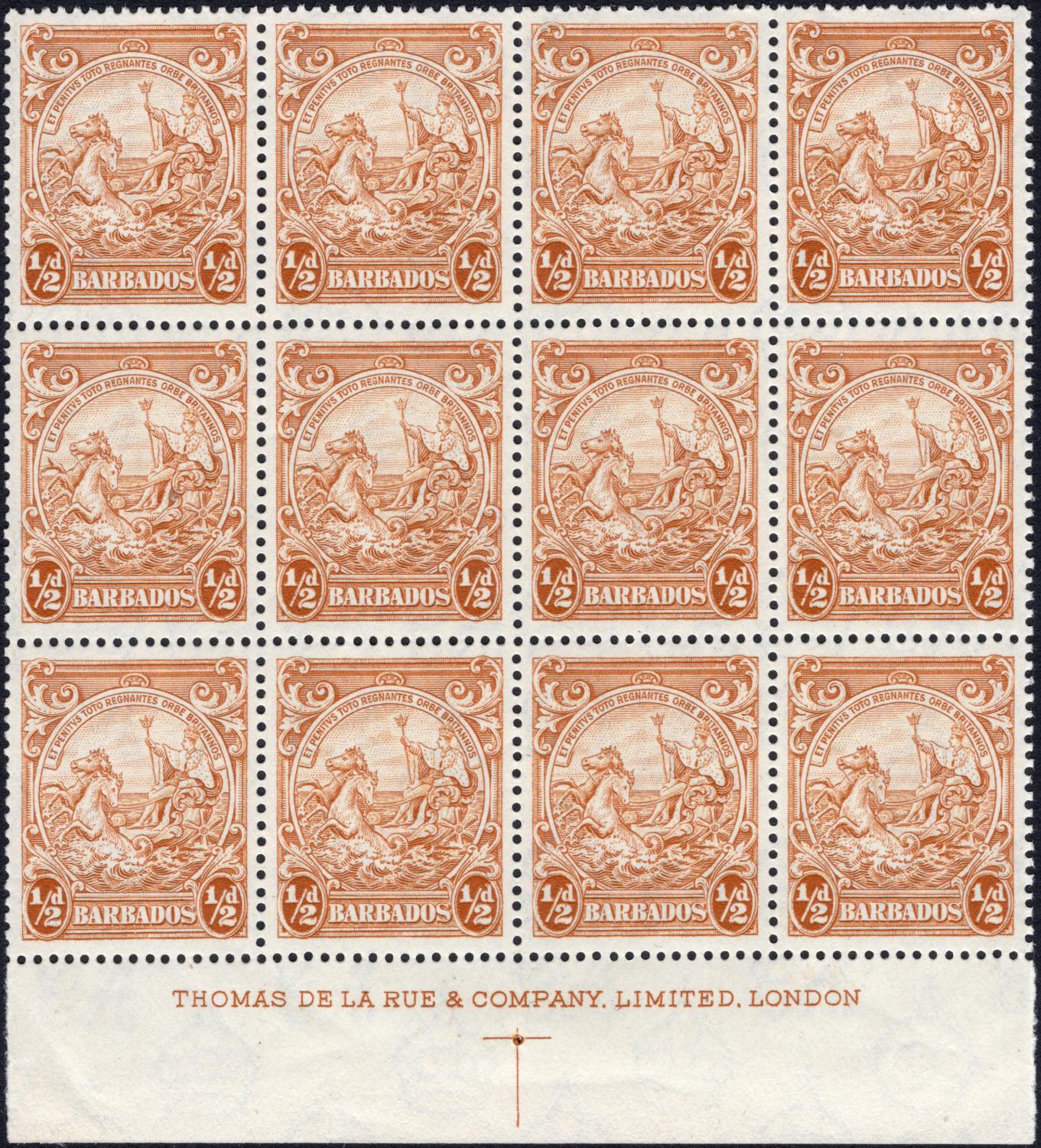 BARBADOS-1942 ½d Yellow-Bistre
